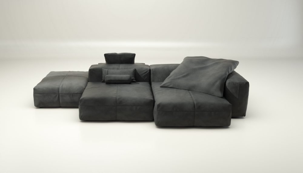 vetsak | Sofa Set 09 - The Island - leather - dark grey | Modular Sofa | 7 Seater | Sofa Island