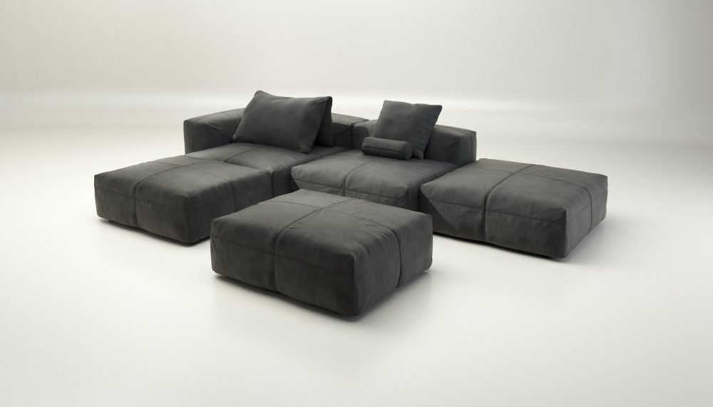 vetsak | Sofa Set 09 - The Island - leather - dark grey | Modular Sofa | 7 Seater | Sofa Island