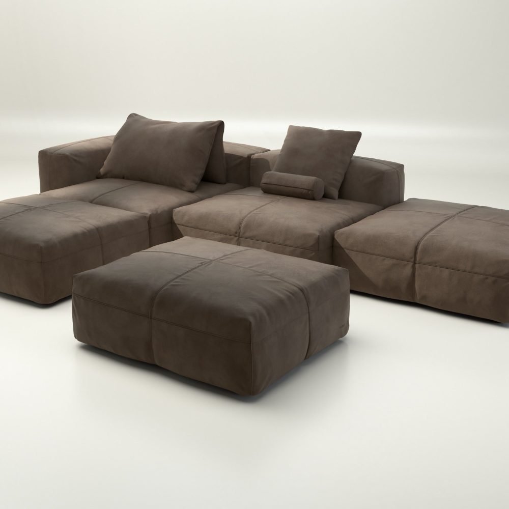 vetsak | Sofa Set 09 - The Island - leather - cacao | Modular Sofa | 7 Seater | Sofa Island