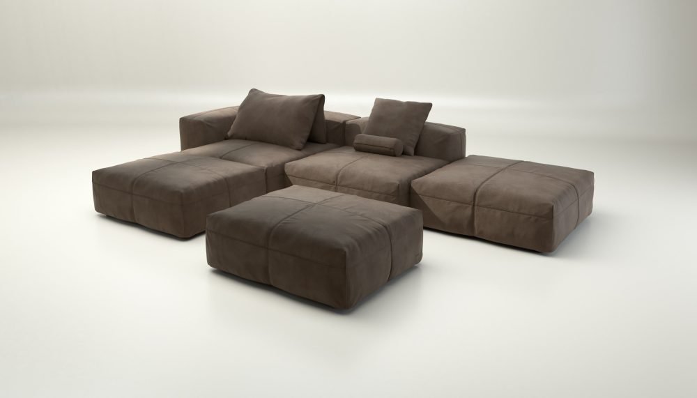 vetsak | Sofa Set 09 - The Island - leather - cacao | Modular Sofa | 7 Seater | Sofa Island