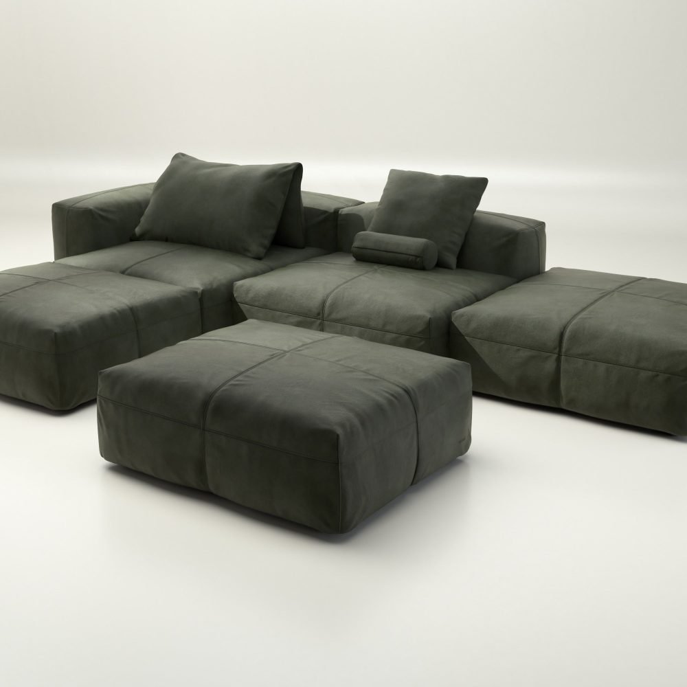vetsak | Sofa Set 09 - The Island - leather - olive | Modular Sofa | 7 Seater | Sofa Island