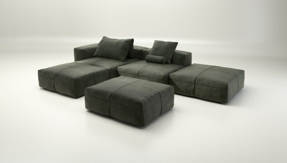 vetsak | Sofa Set 09 - The Island - leather - olive | Modular Sofa | 7 Seater | Sofa Island