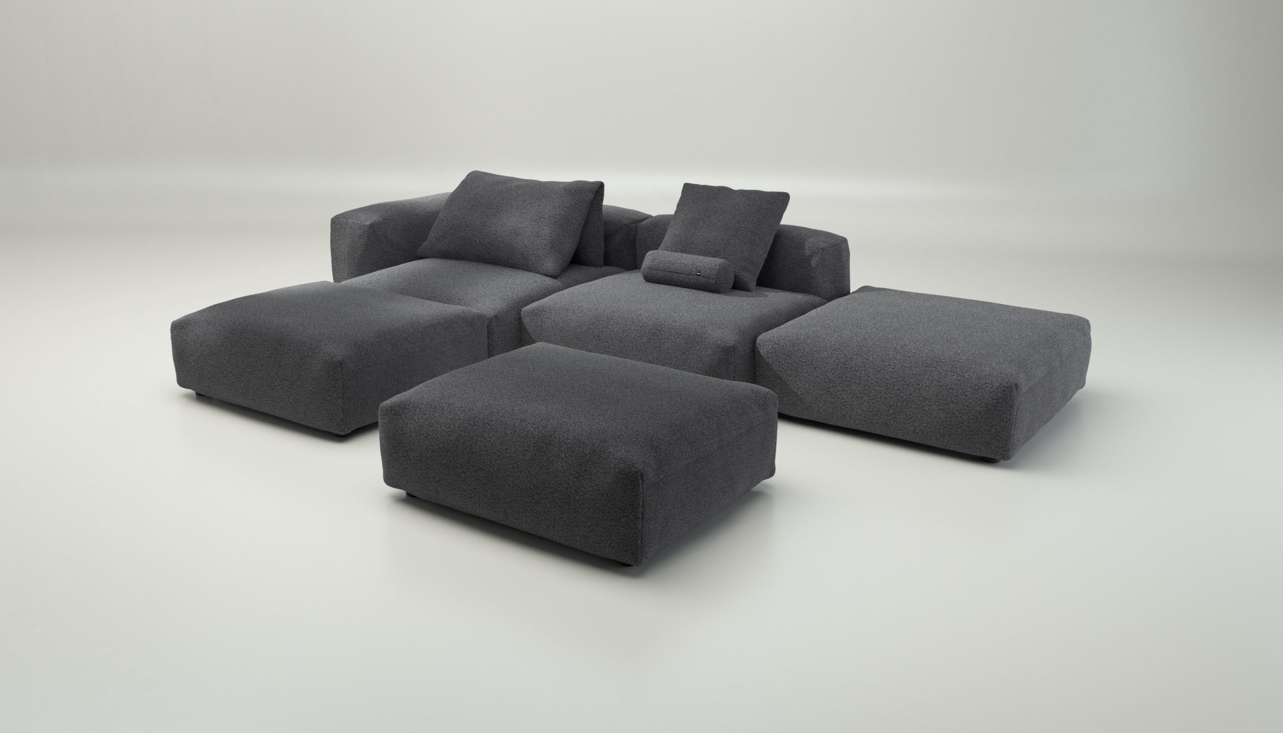 vetsak | Sofa Set 09 - The Island - loop loop - anthracite | Modular Sofa | 7 Seater | Sofa Island