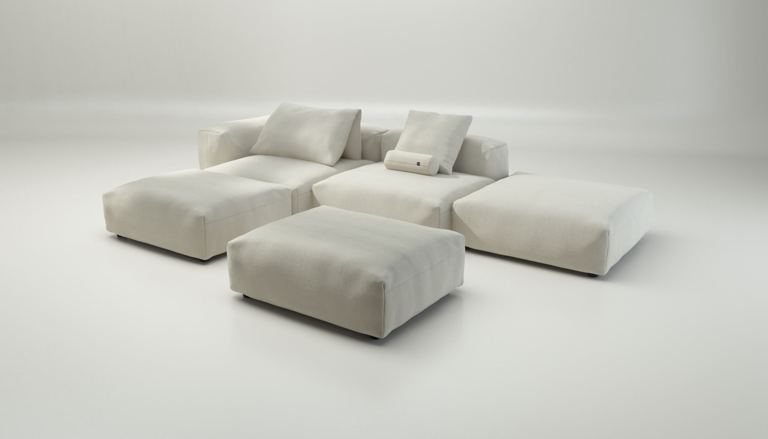 vetsak | Sofa Set 09 - The Island - pique - creme | Modular Sofa | 7 Seater | Sofa Island