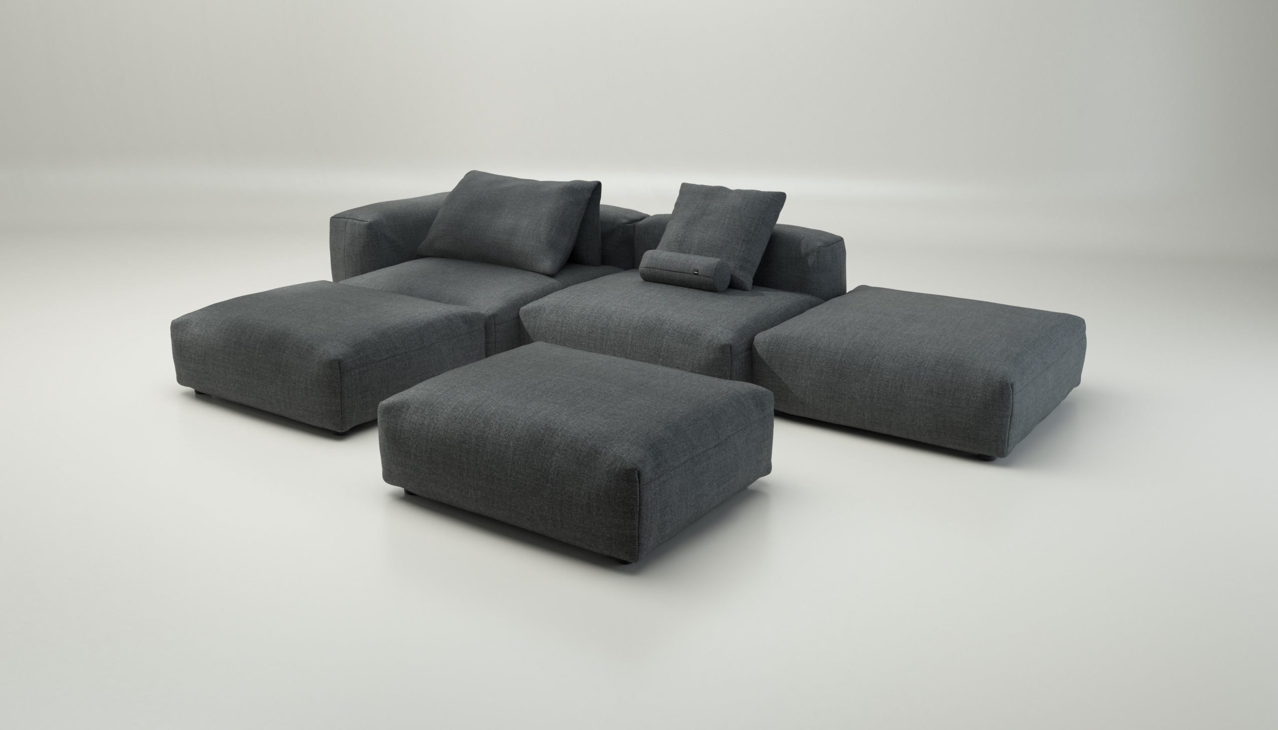 vetsak | Sofa Set 09 - The Island - pique - dark grey | Modular Sofa | 7 Seater | Sofa Island