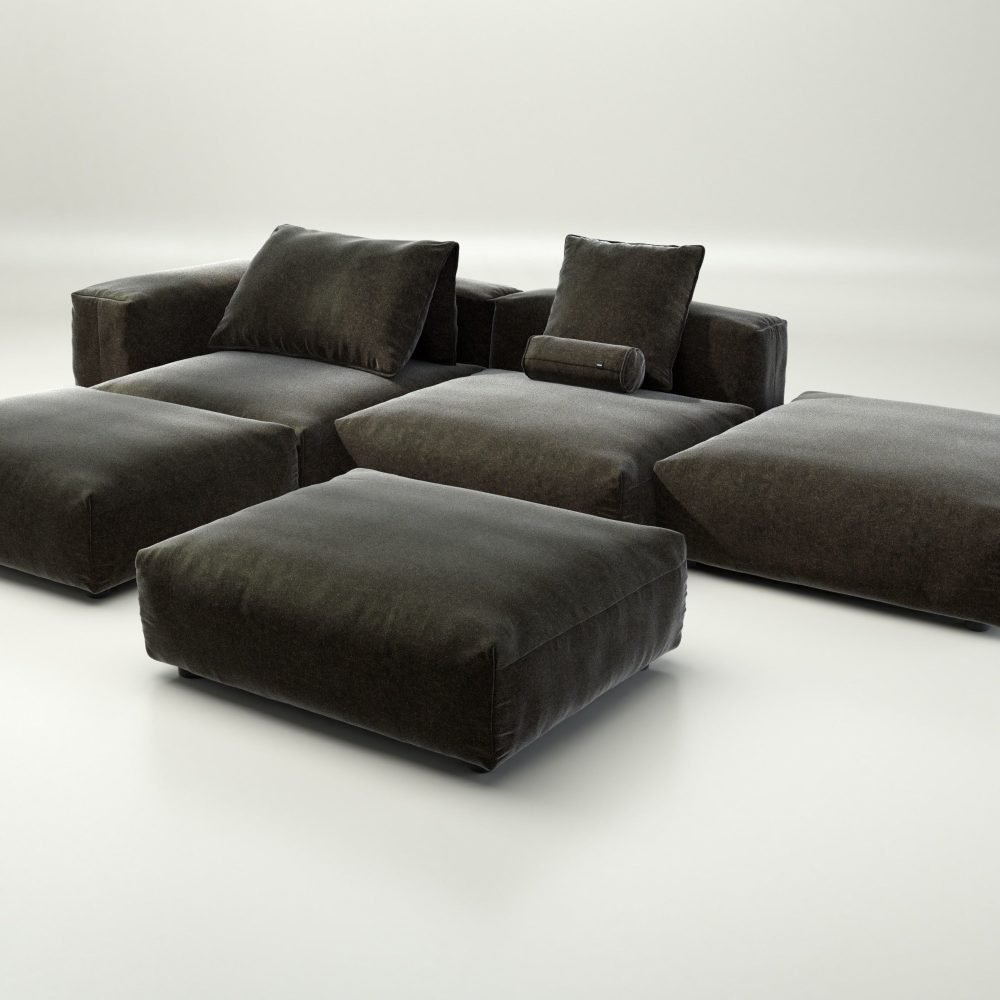 vetsak | Sofa Set 09 - The Island - suave - anthracite | Modular Sofa | 7 Seater | Sofa Island