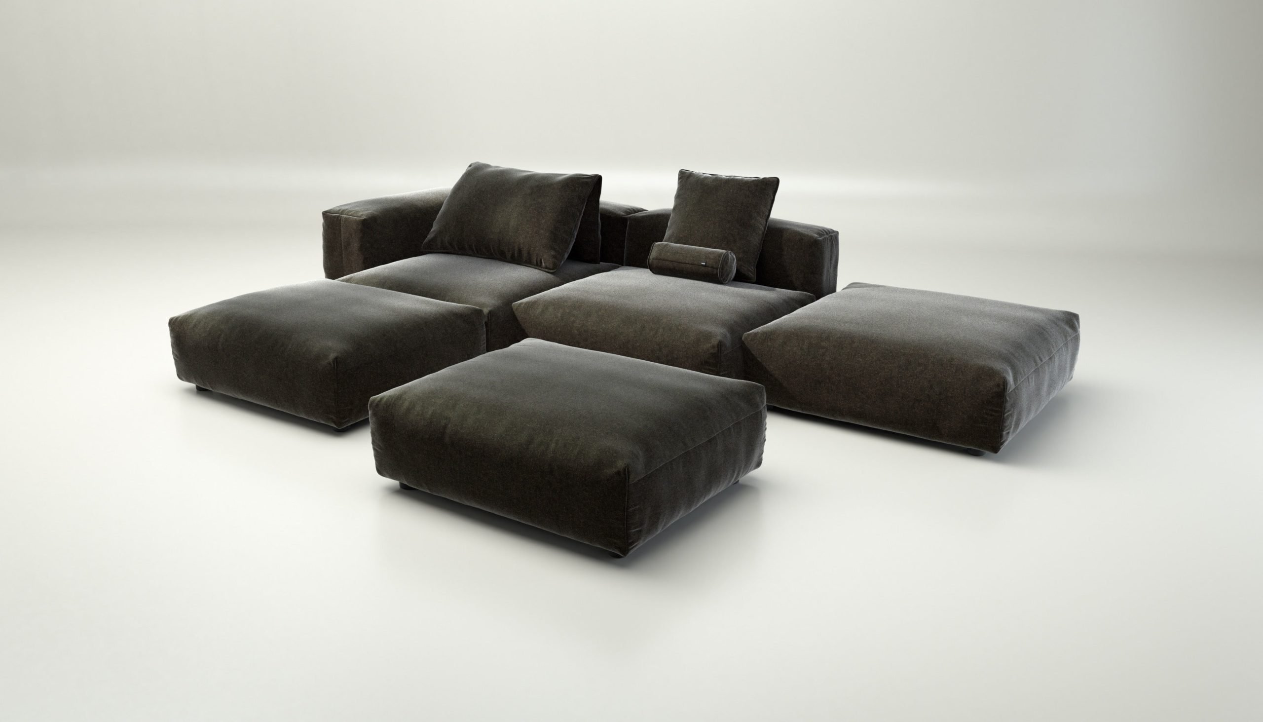vetsak | Sofa Set 09 - The Island - suave - anthracite | Modular Sofa | 7 Seater | Sofa Island