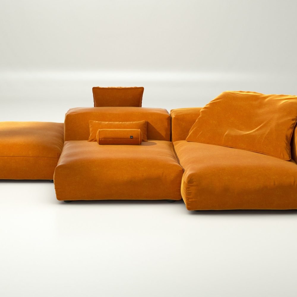 vetsak | Sofa Set 09 - The Island - suave - orange blaze | Modular Sofa | 7 Seater | Sofa Island