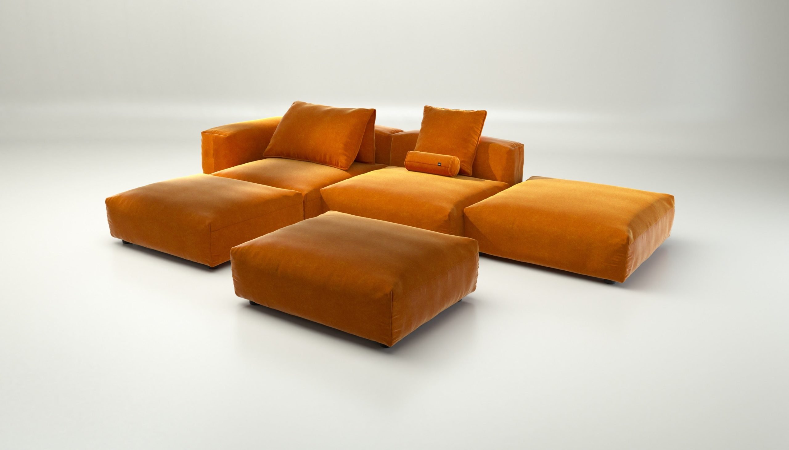 vetsak | Sofa Set 09 - The Island - suave - orange blaze | Modular Sofa | 7 Seater | Sofa Island