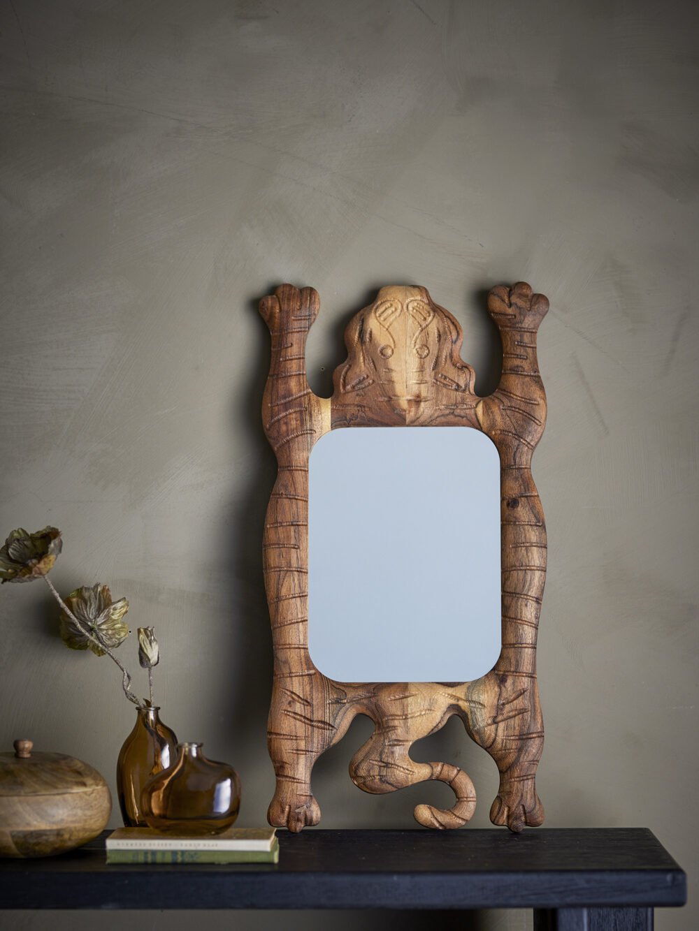 Marga Wall Mirror, Brown, Acacia - Image 3