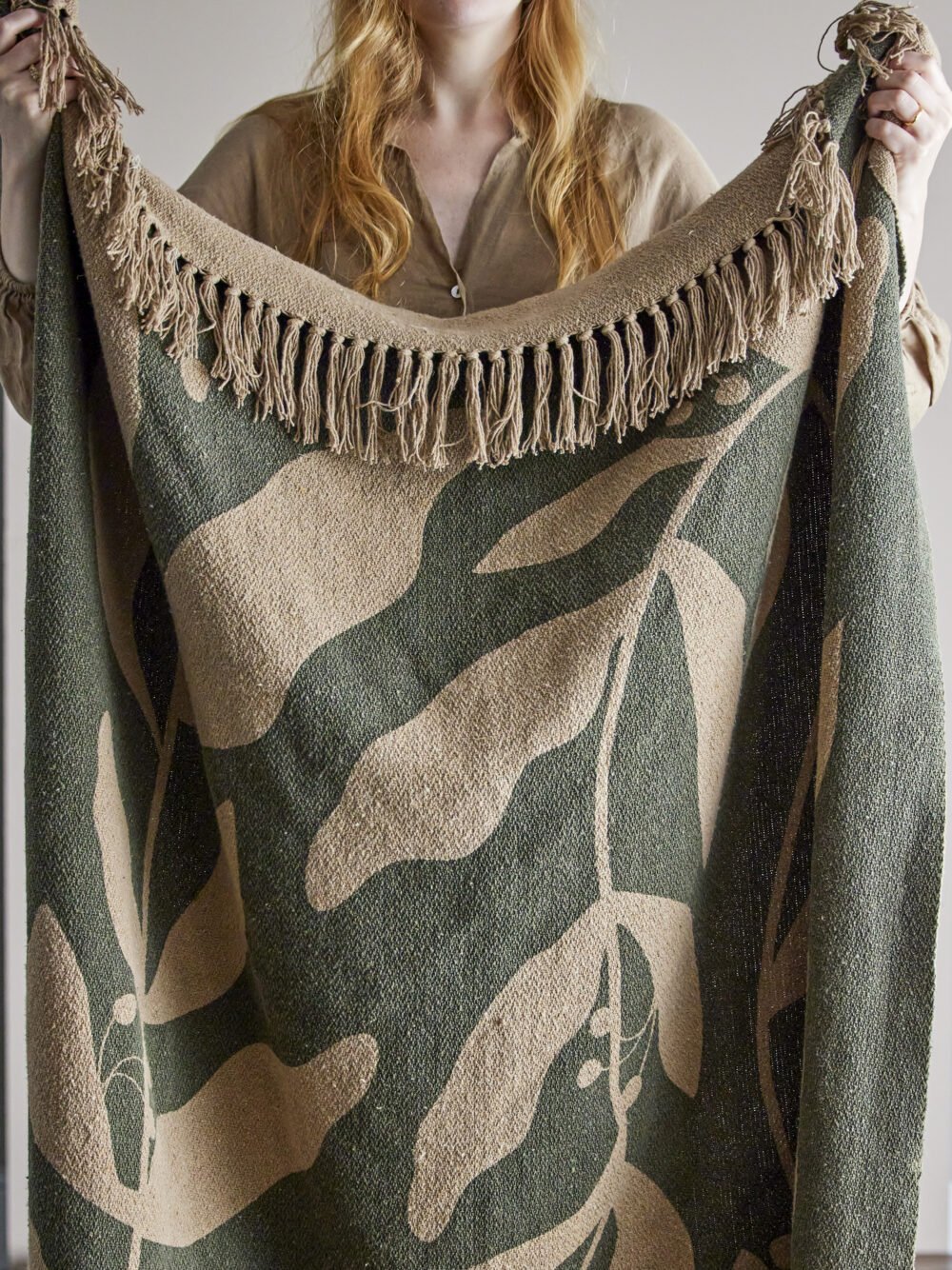 Geneva Throw, Green, Recycled Cotton - Image 4