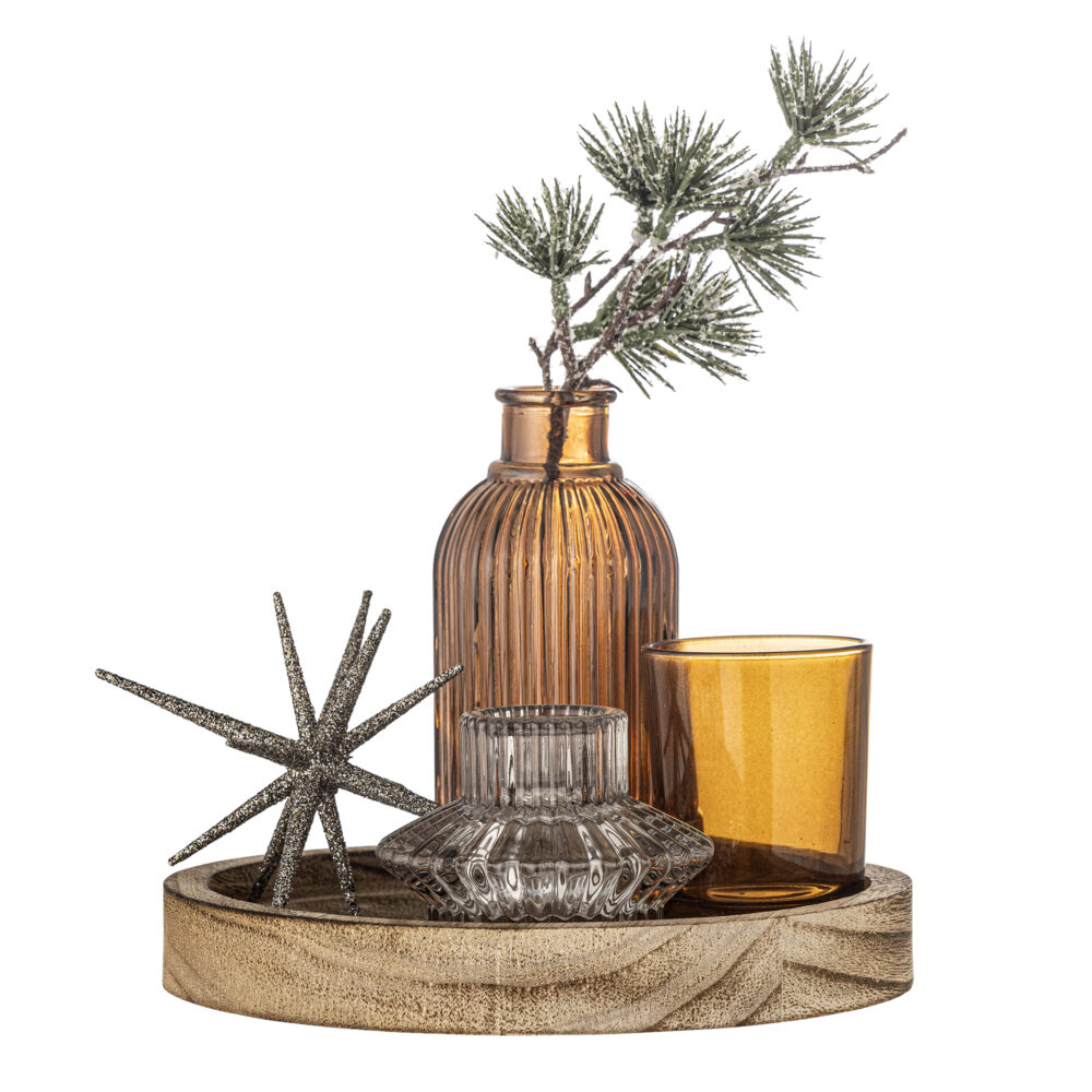 Sanga Tray w/Votive, Gold, Glass