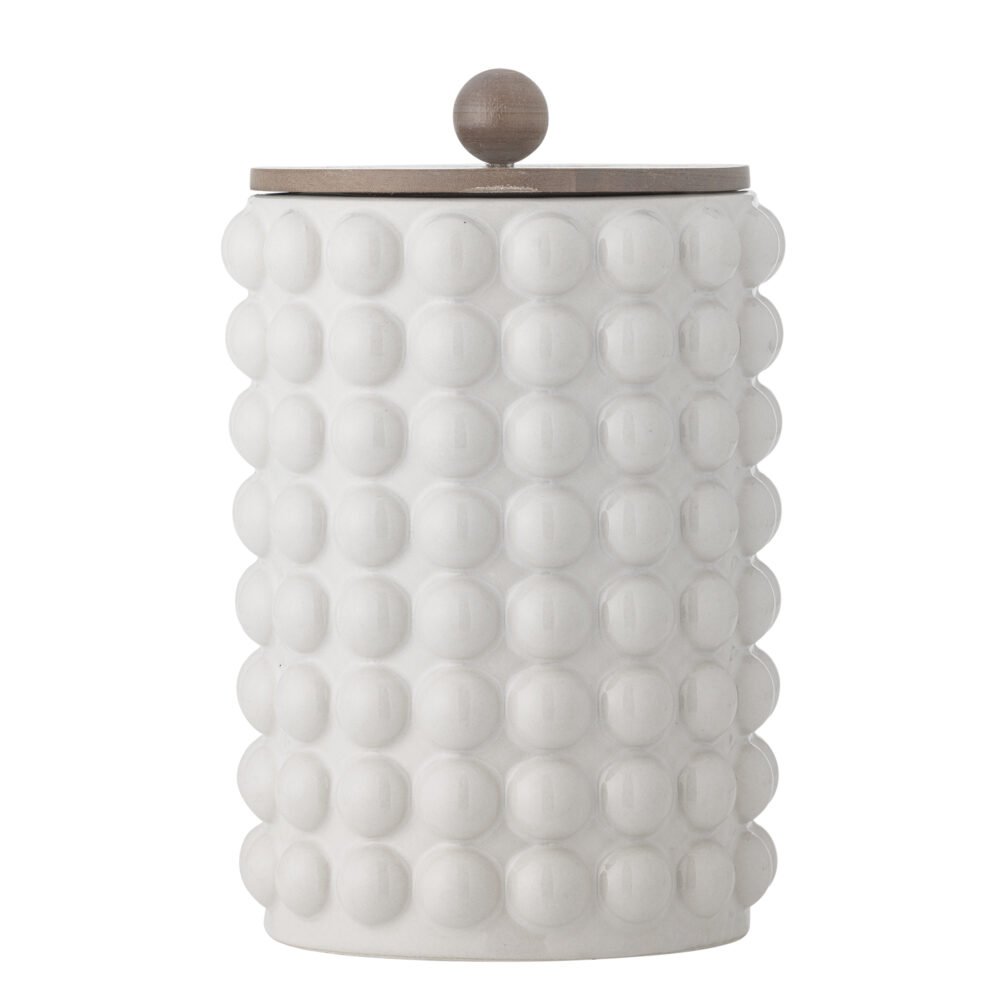Madge Jar w/Lid, White, Stoneware