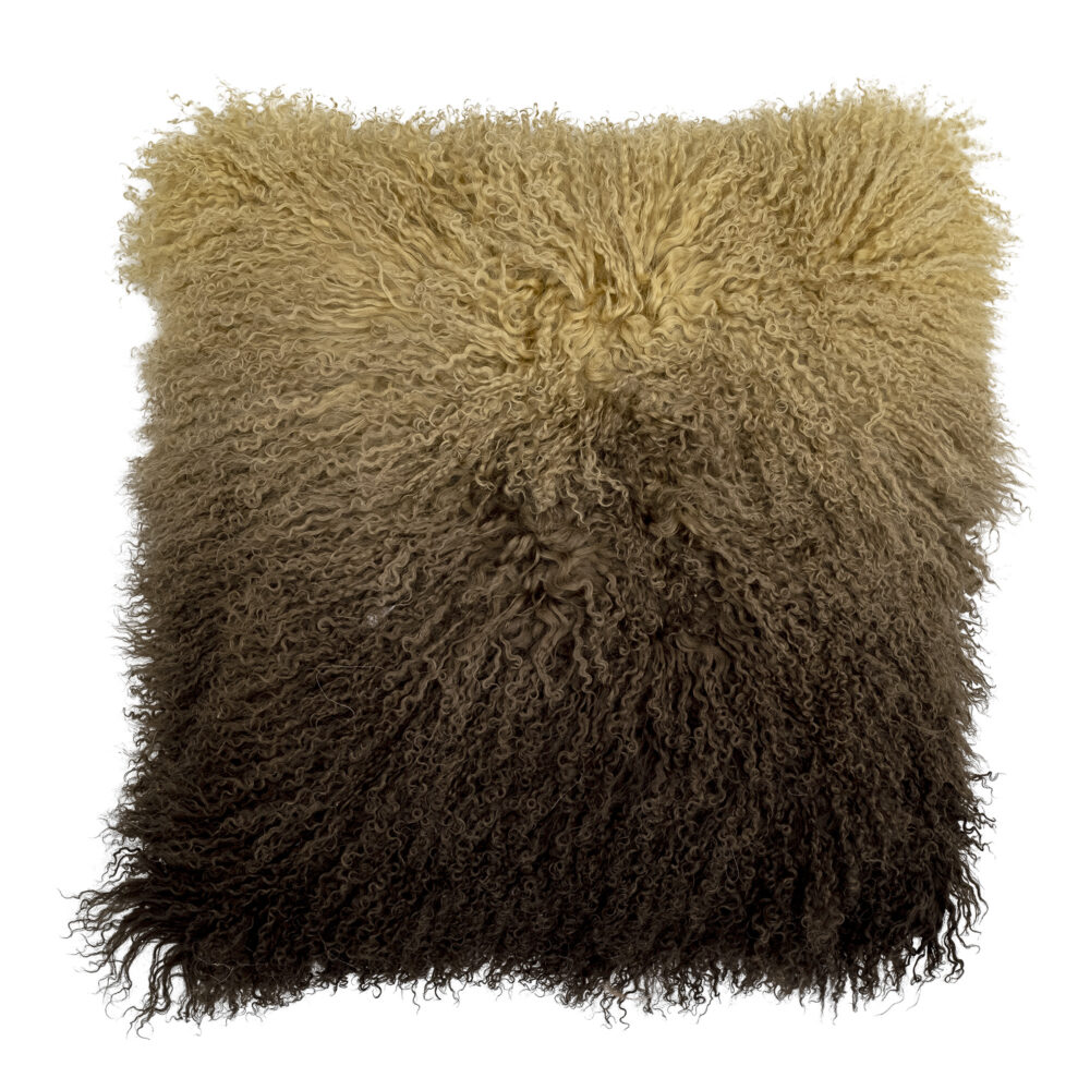 Pansy Cushion, Brown, Lambskin Tibetian