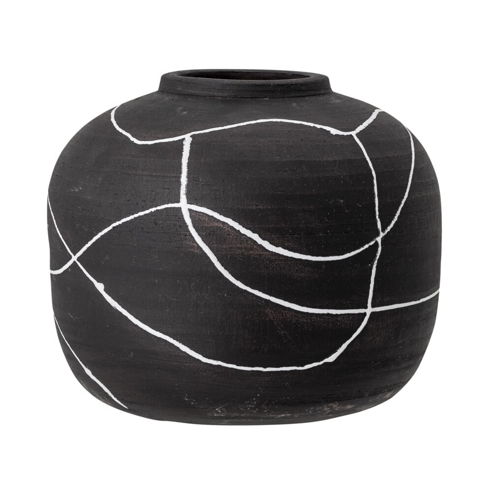 Niza Deco Vase, Black, Terracotta