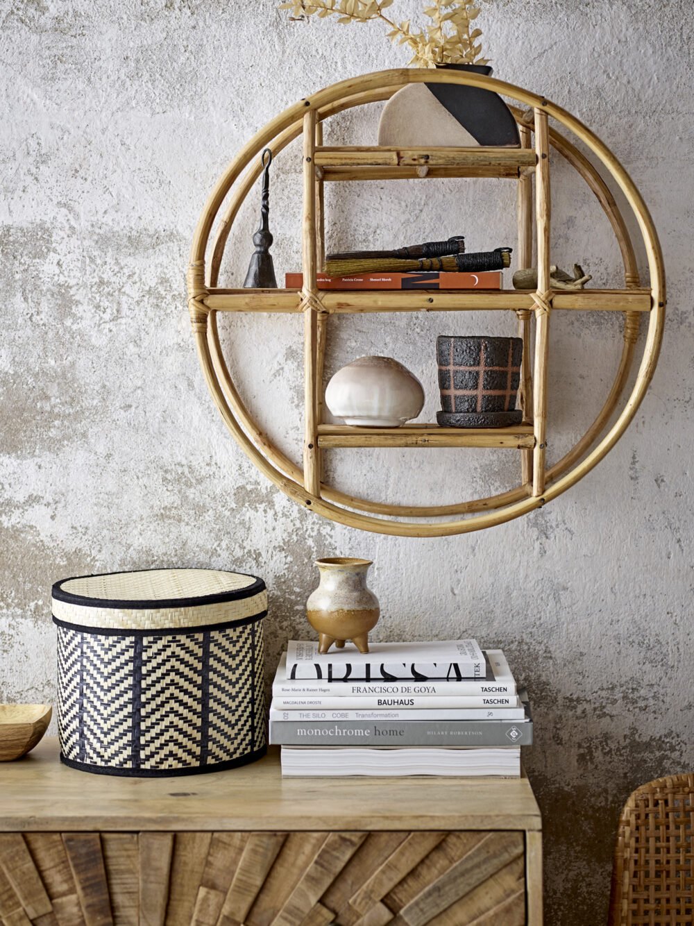 Islim Basket w/Lid, Black, Palm Leaf - Image 4