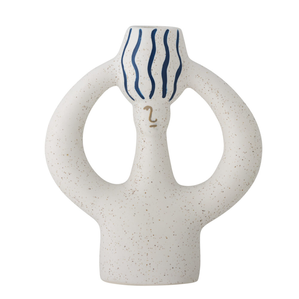 Hatty Candle Holder, Blue, Stoneware