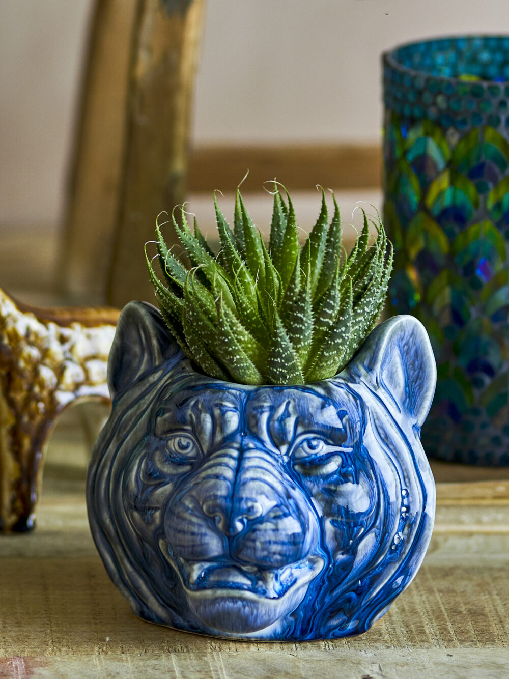 Abner Flowerpot, Blue, Stoneware - Image 3
