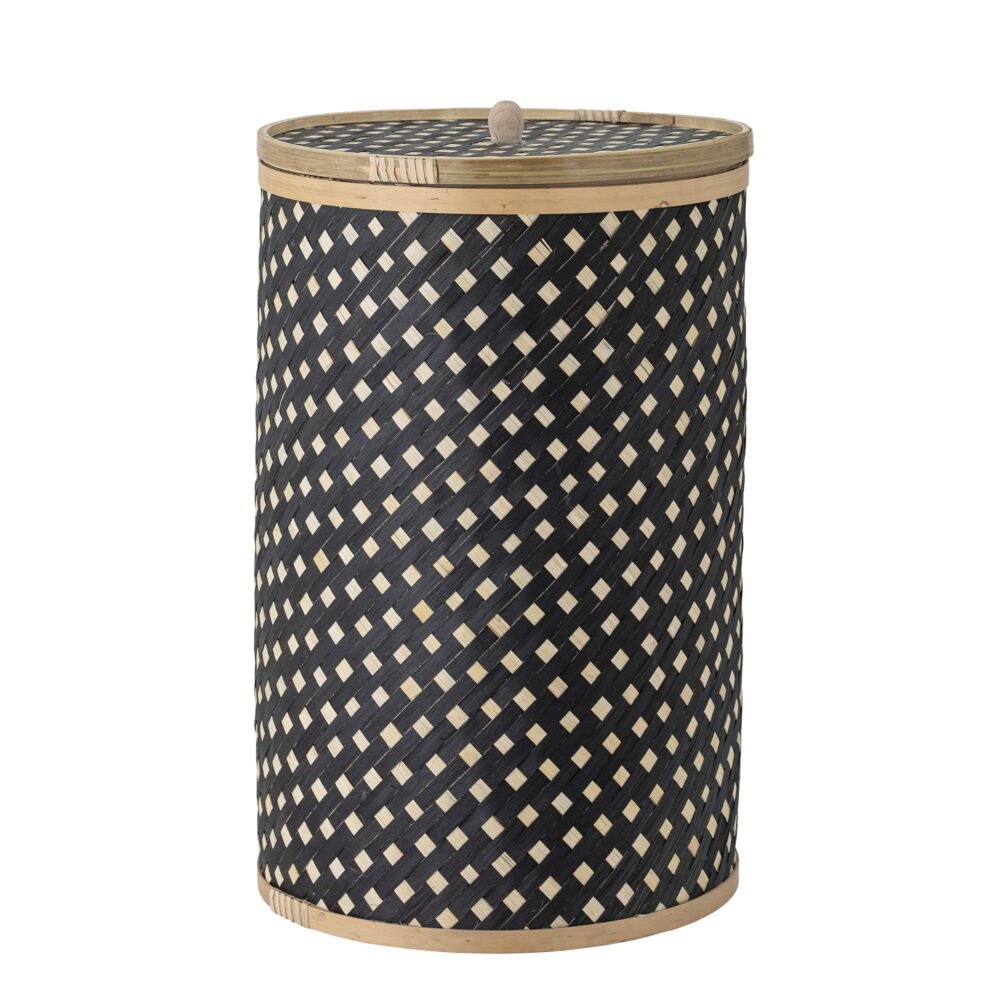 Jud Basket w/Lid, Black, Seagrass