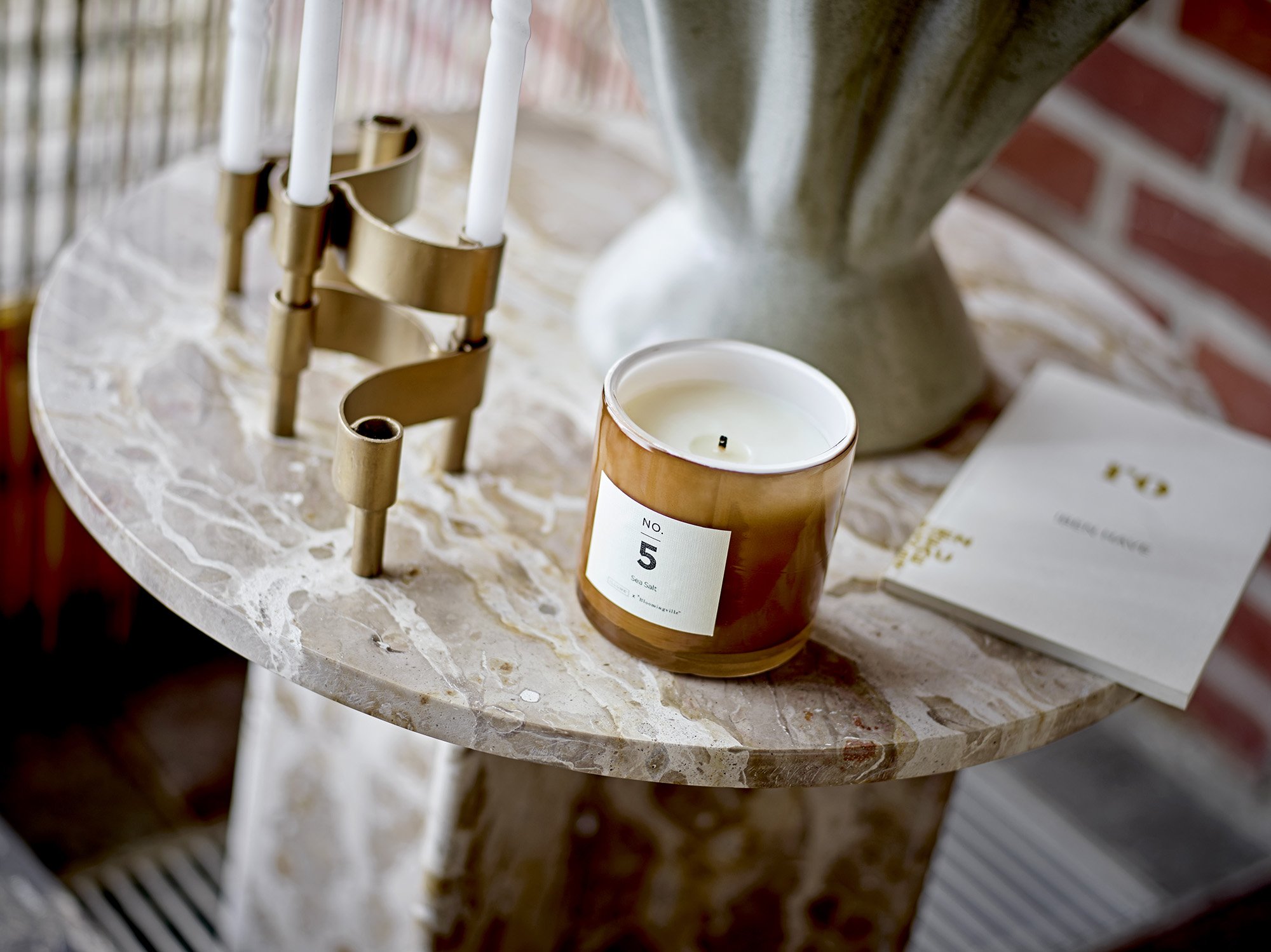 Jasmia Side Table, Brown, Marble - Image 3