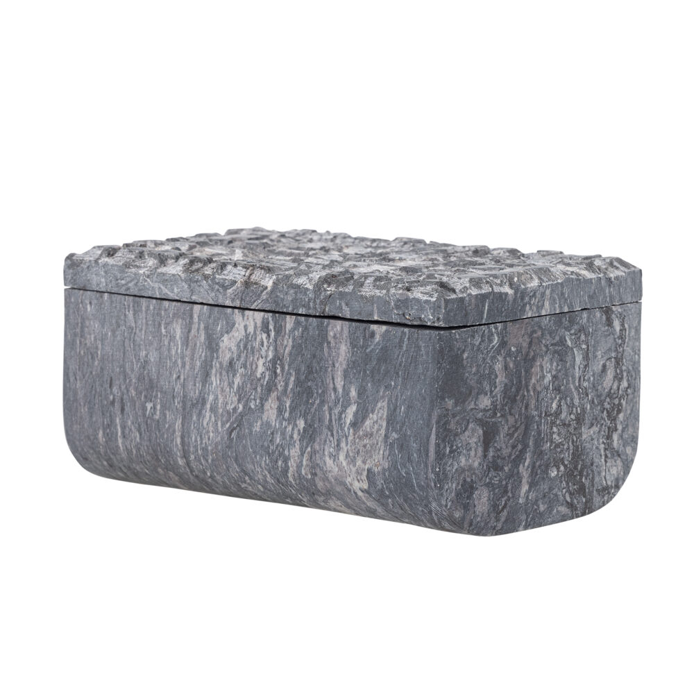 Nubia Box w/Lid, Grey, Soapstone