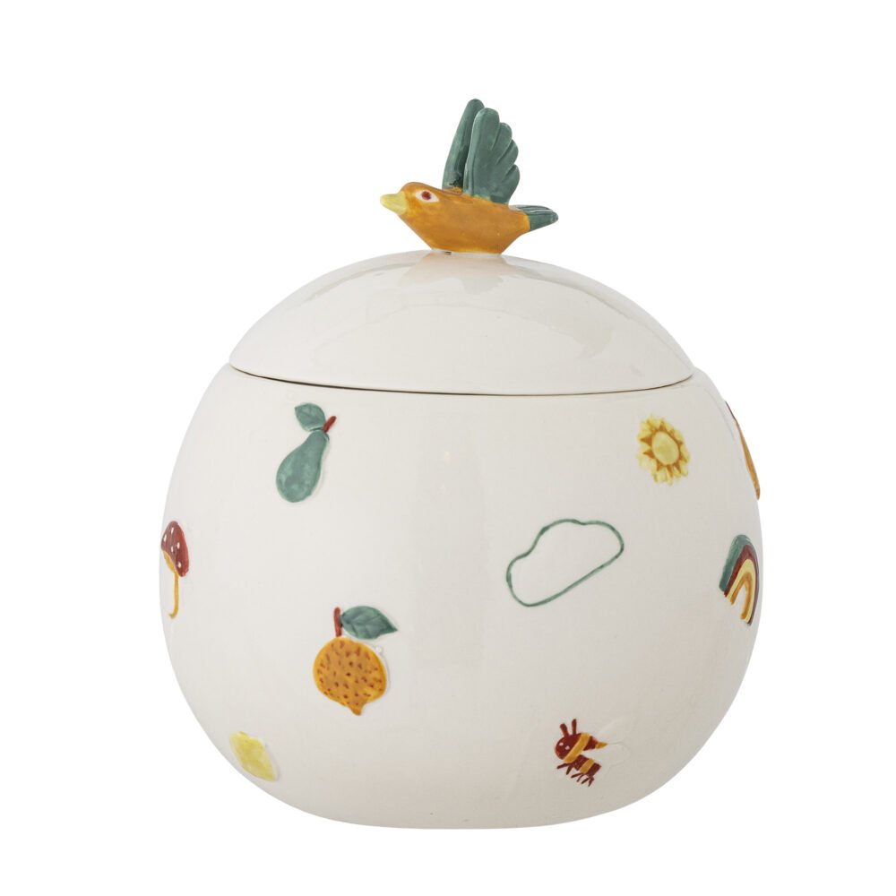 Agnes Jar w/Lid, White, Stoneware