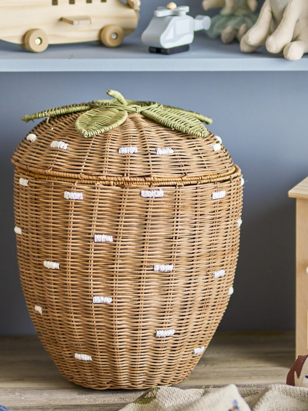 Pelino Basket w/Lid, Brown, Rattan - Image 3