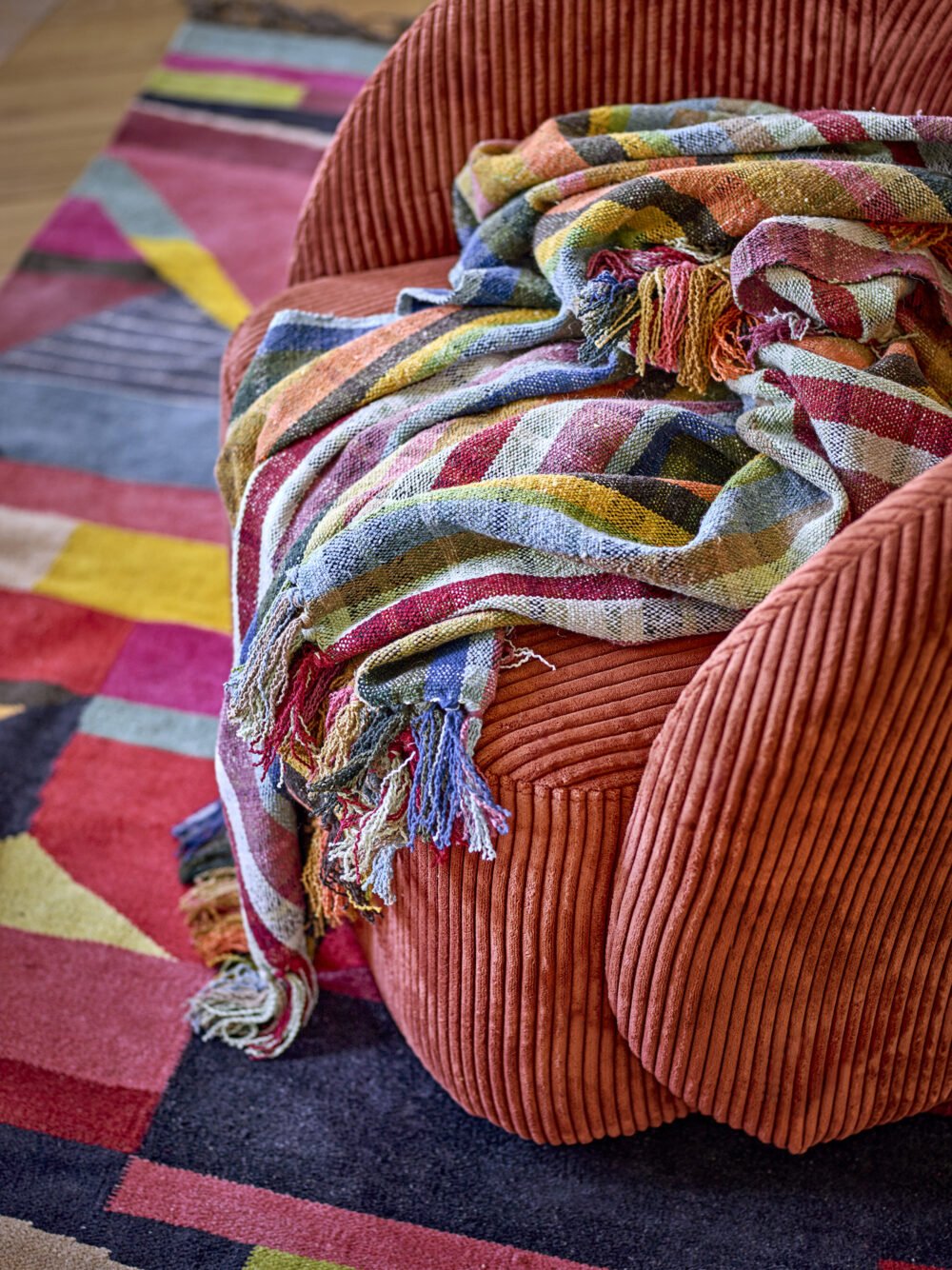 Elmy Throw, Orange, Recycled Cotton - Image 5