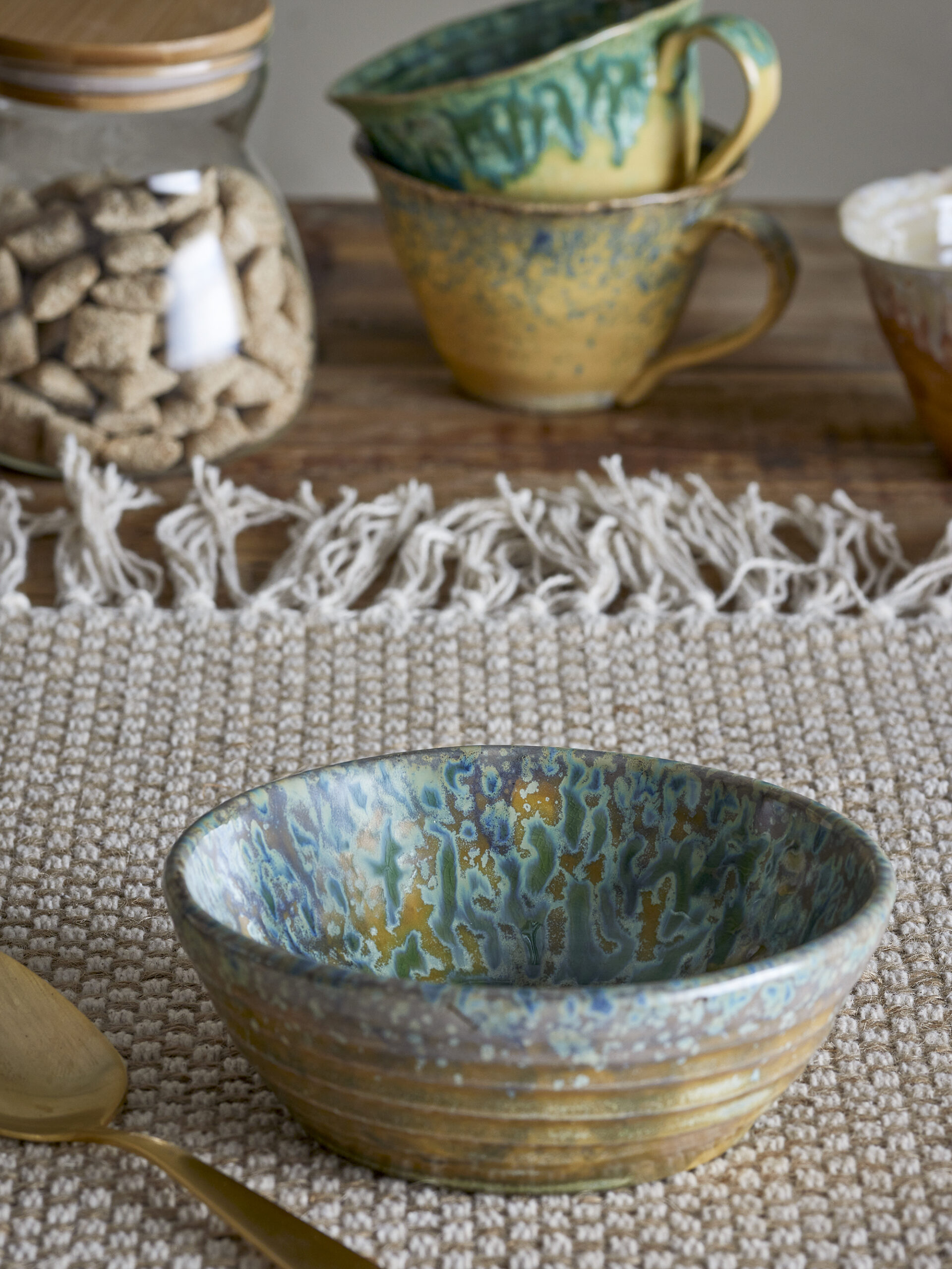 Milani Bowl, Green, Stoneware - Image 4