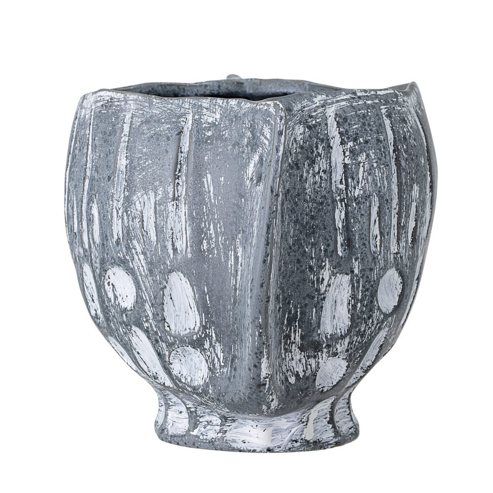 Oney Flowerpot, Blue, Stoneware - Image 3