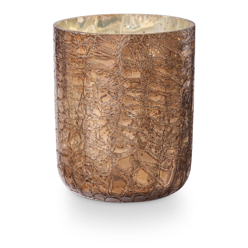 Woodfire Crackle Glass Candle, Brown,