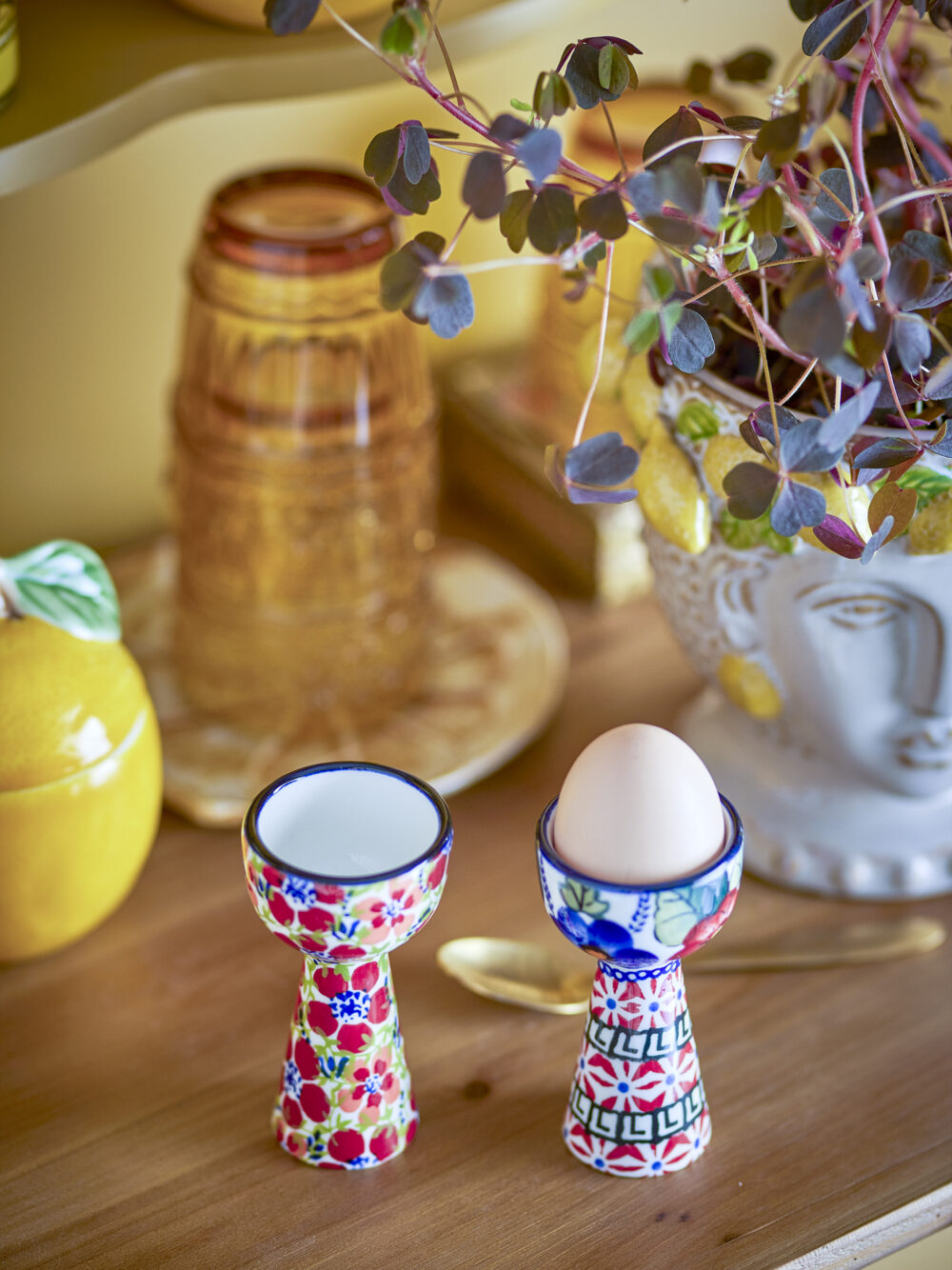 Florist Egg Cup, Red, Stoneware - Image 2
