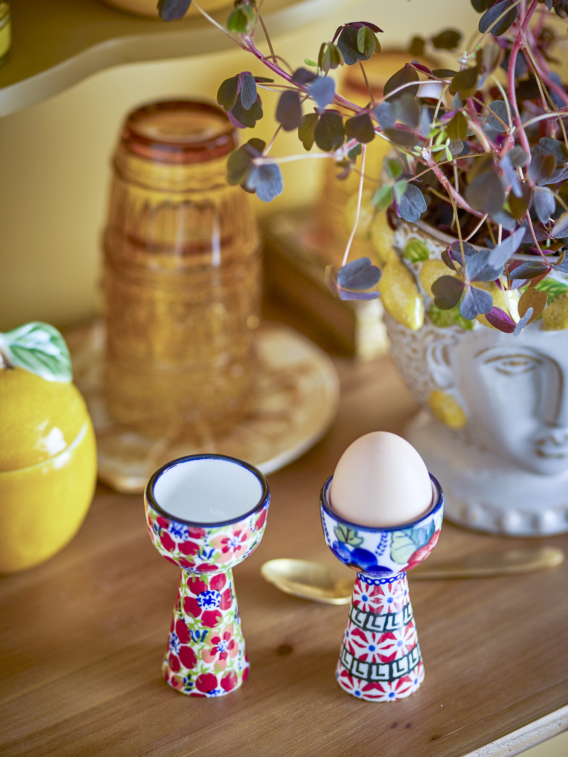 Florist Egg Cup, Red, Stoneware - Image 2