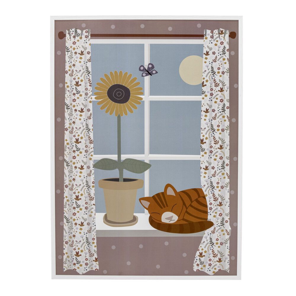 Nuala Illustration w/ Frame, White, Pine