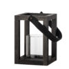 Lyra Lantern w/Glass, Black, Pine