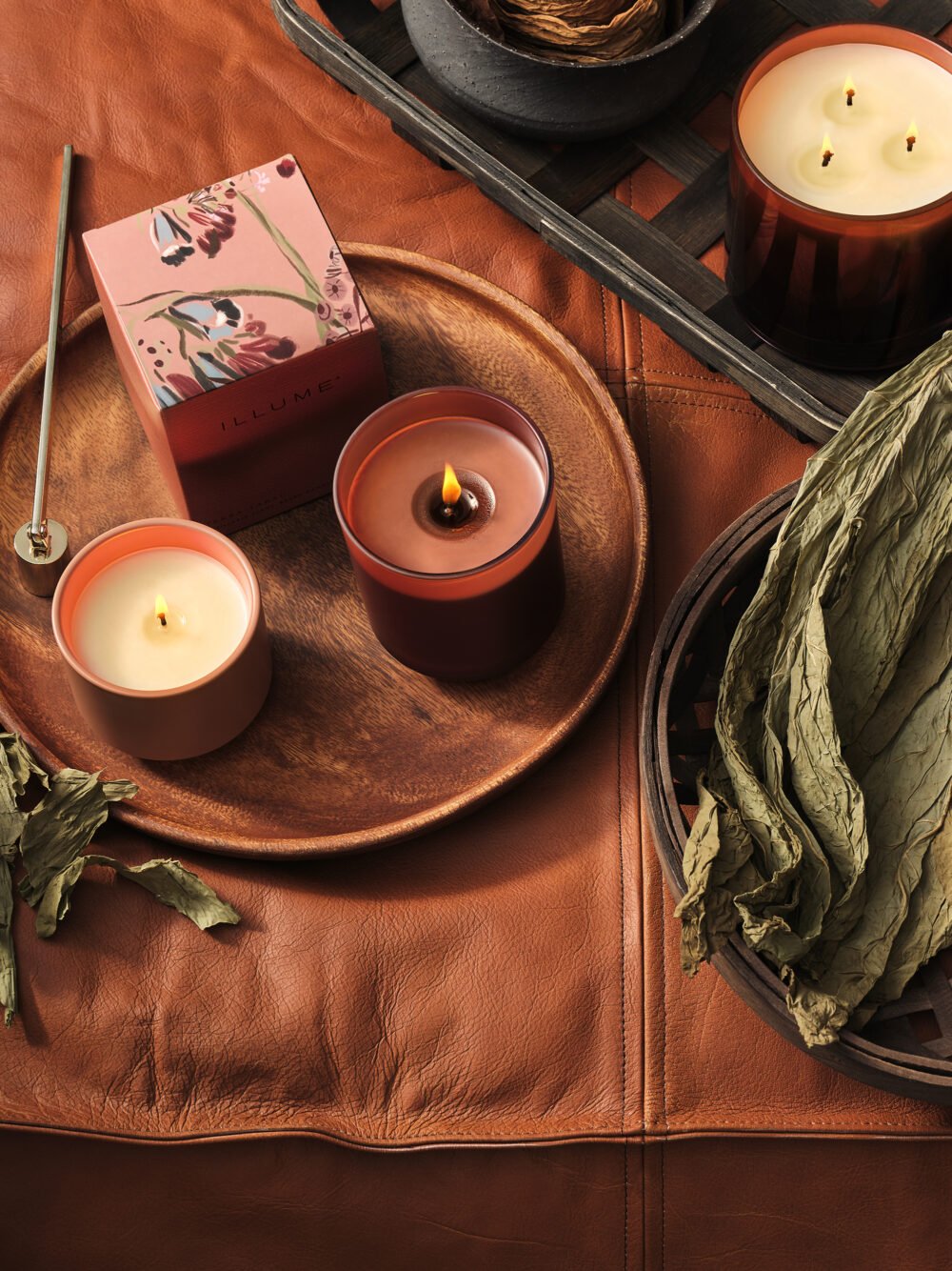 Terra Tabac Box Glass Candle, Brown, - Image 5