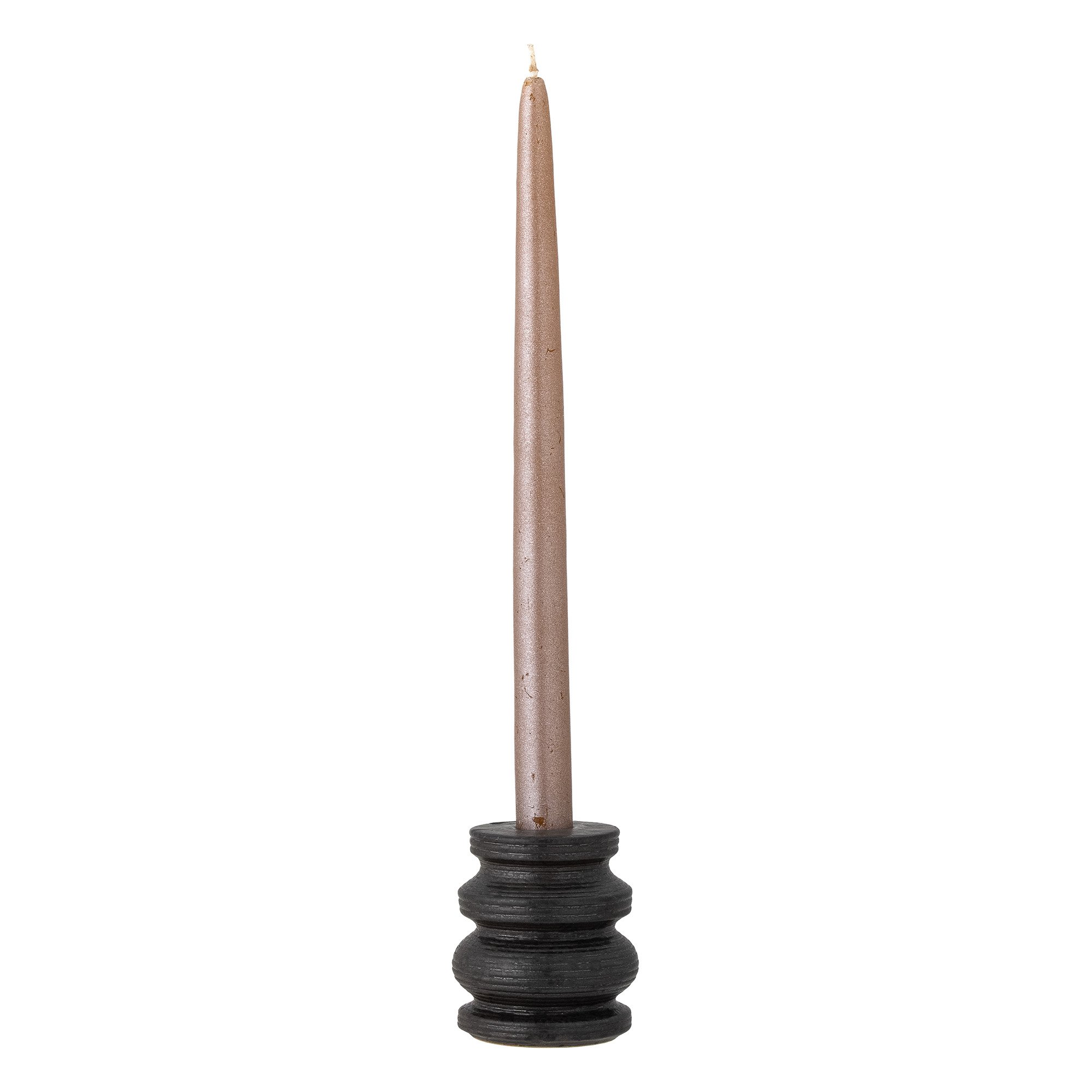 Idina Candle Holder, Black, Stoneware - Image 2