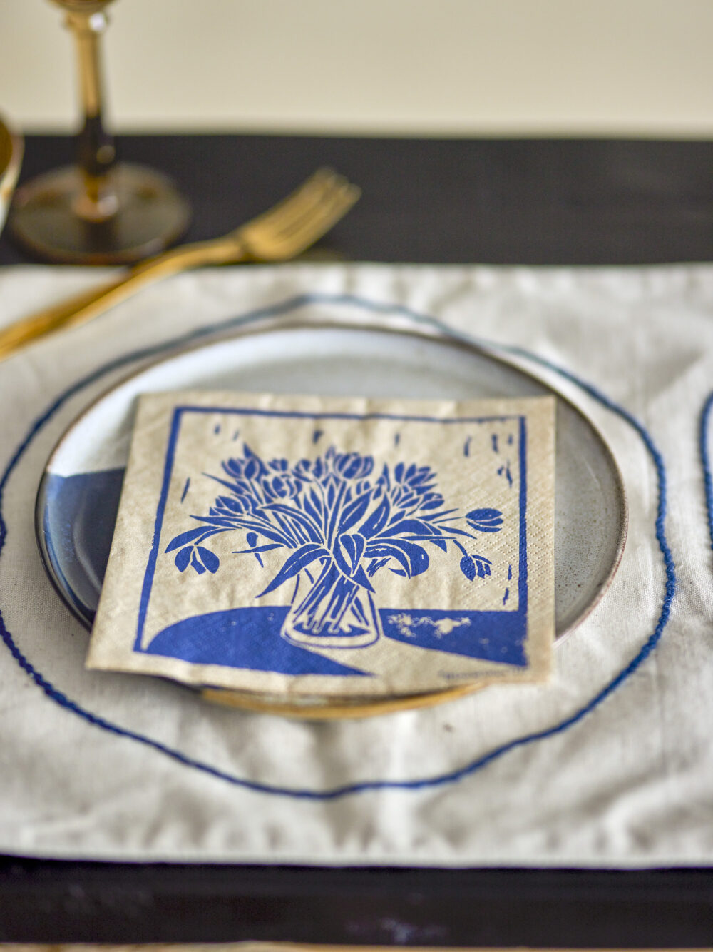 Tulips Napkin, Blue, FSC® Recycled, Paper - Image 2