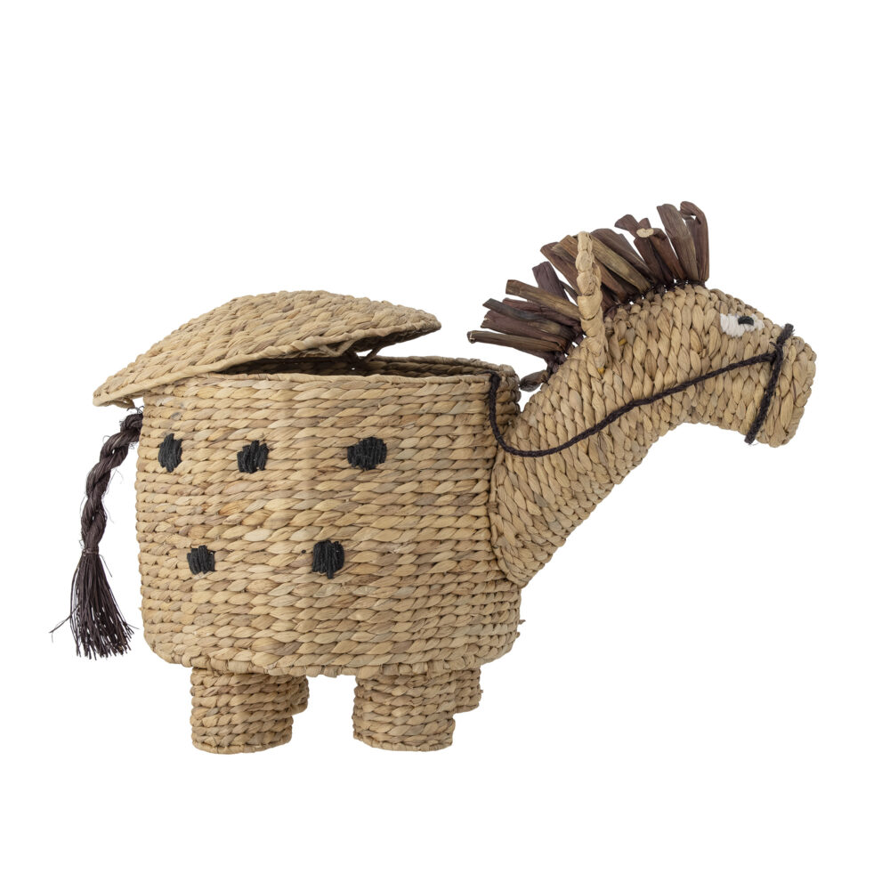 Bobbi Basket w/Lid, Nature, Water Hyacinth - Image 3