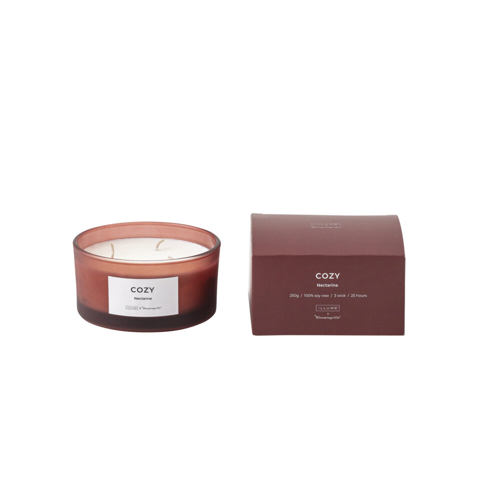 COZY-Nectarine Scented Candle, Red, Natural Wax