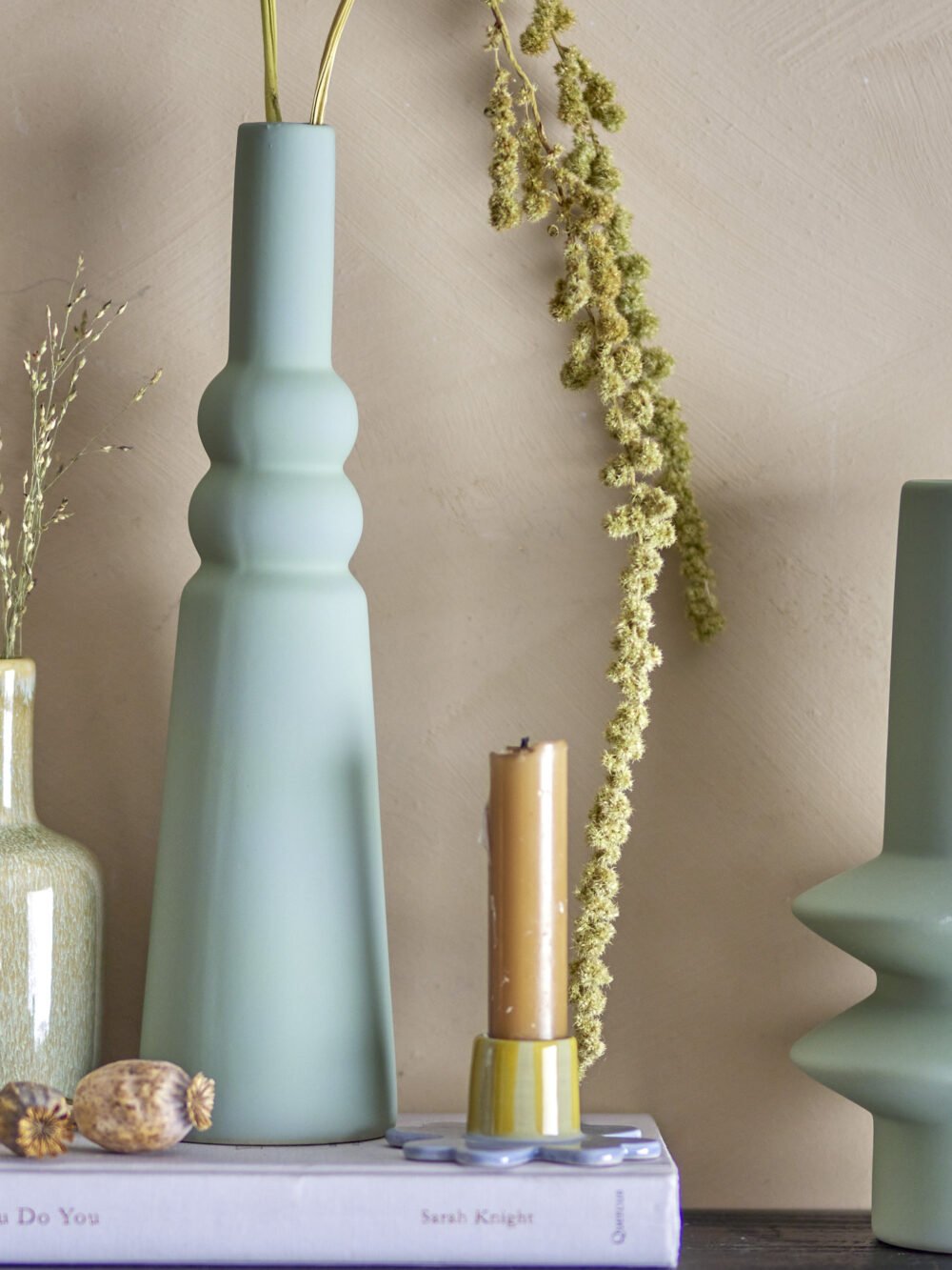 Isolde Vase, Green, Stoneware - Image 2