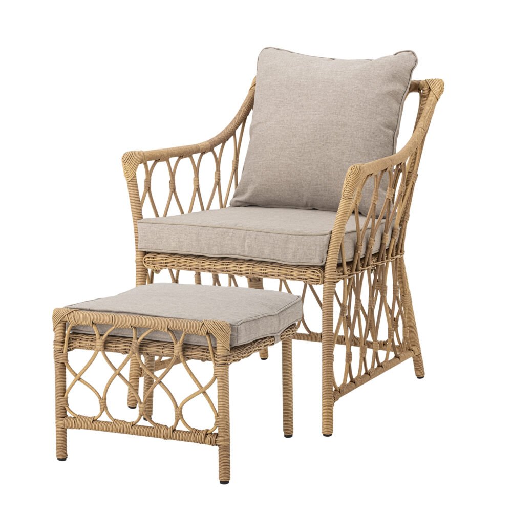 Belluce Lounge Chair w/Stool, Nature, Polyrattan