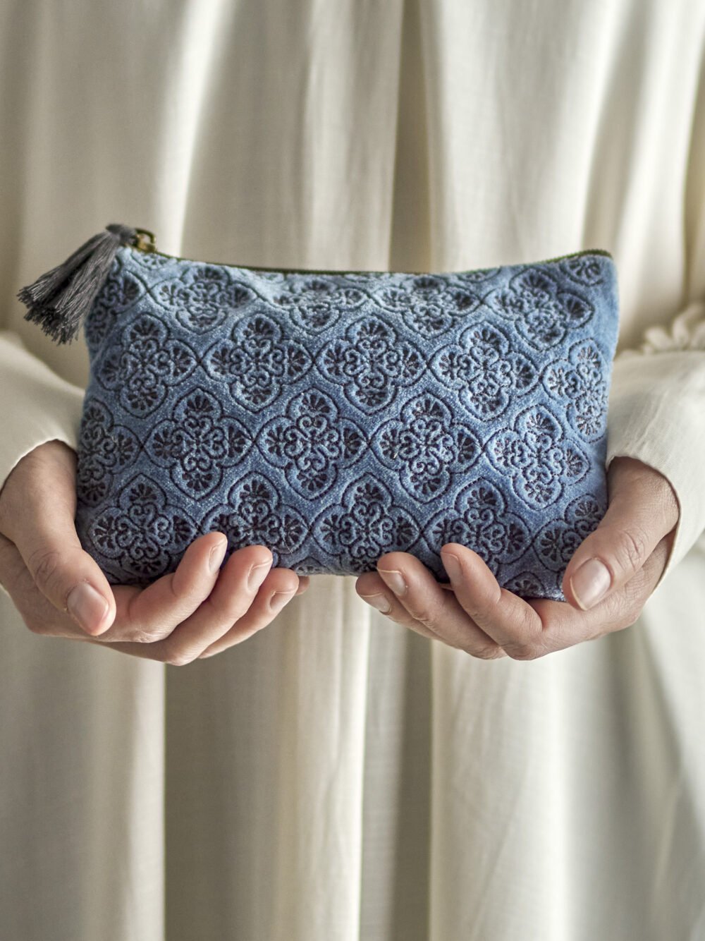 Sofina Cosmetic Bag, Blue, Cotton - Image 4