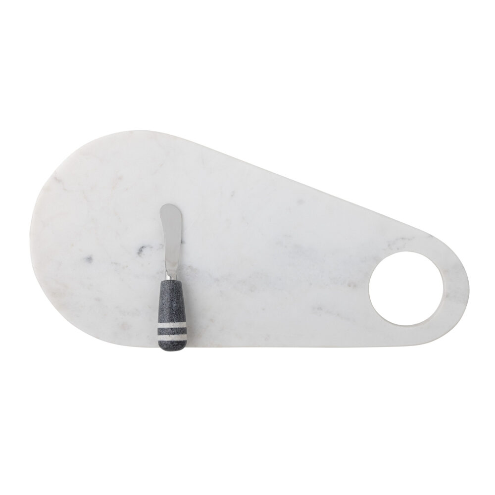 Abrielle Serving Board w/Knife, White, Marble - Image 3