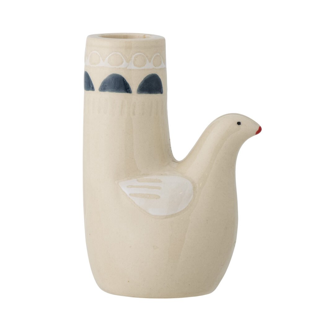 Trudy Candle Holder, White, Stoneware