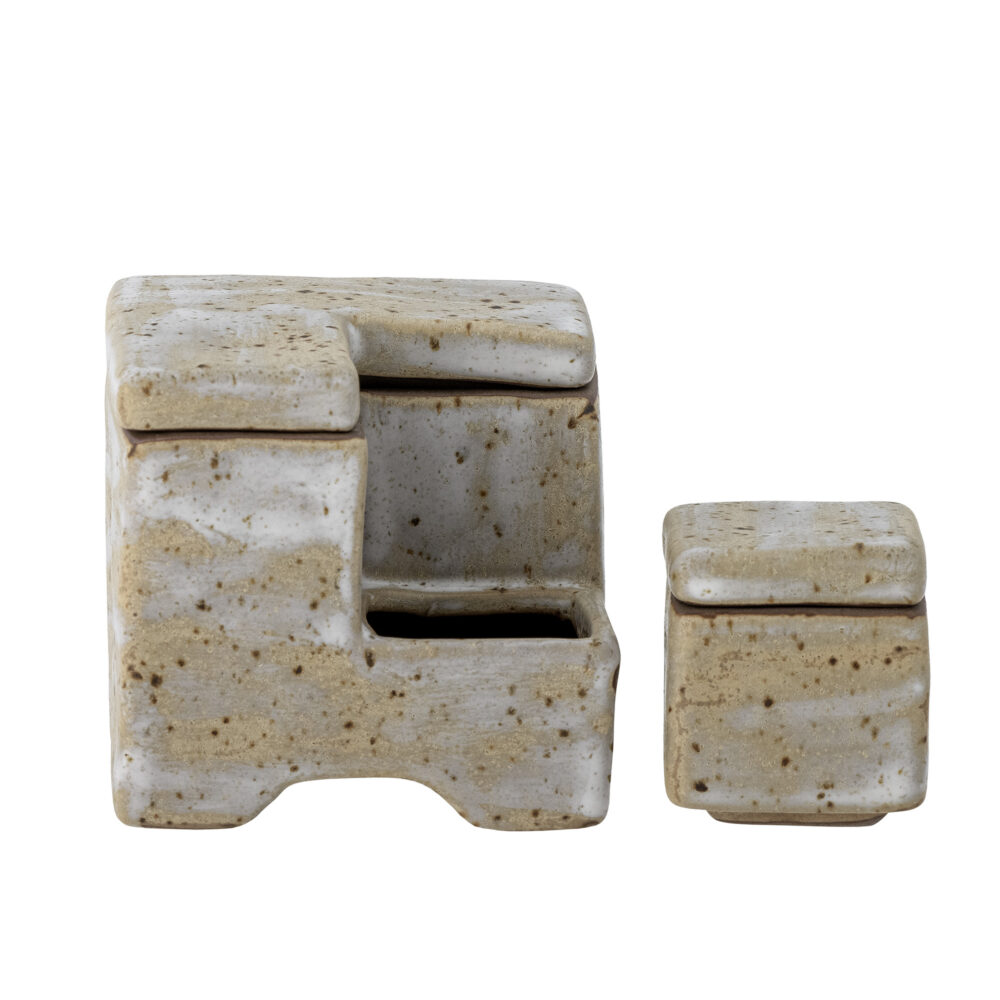 Madox Box w/Lid, Grey, Stoneware - Image 4