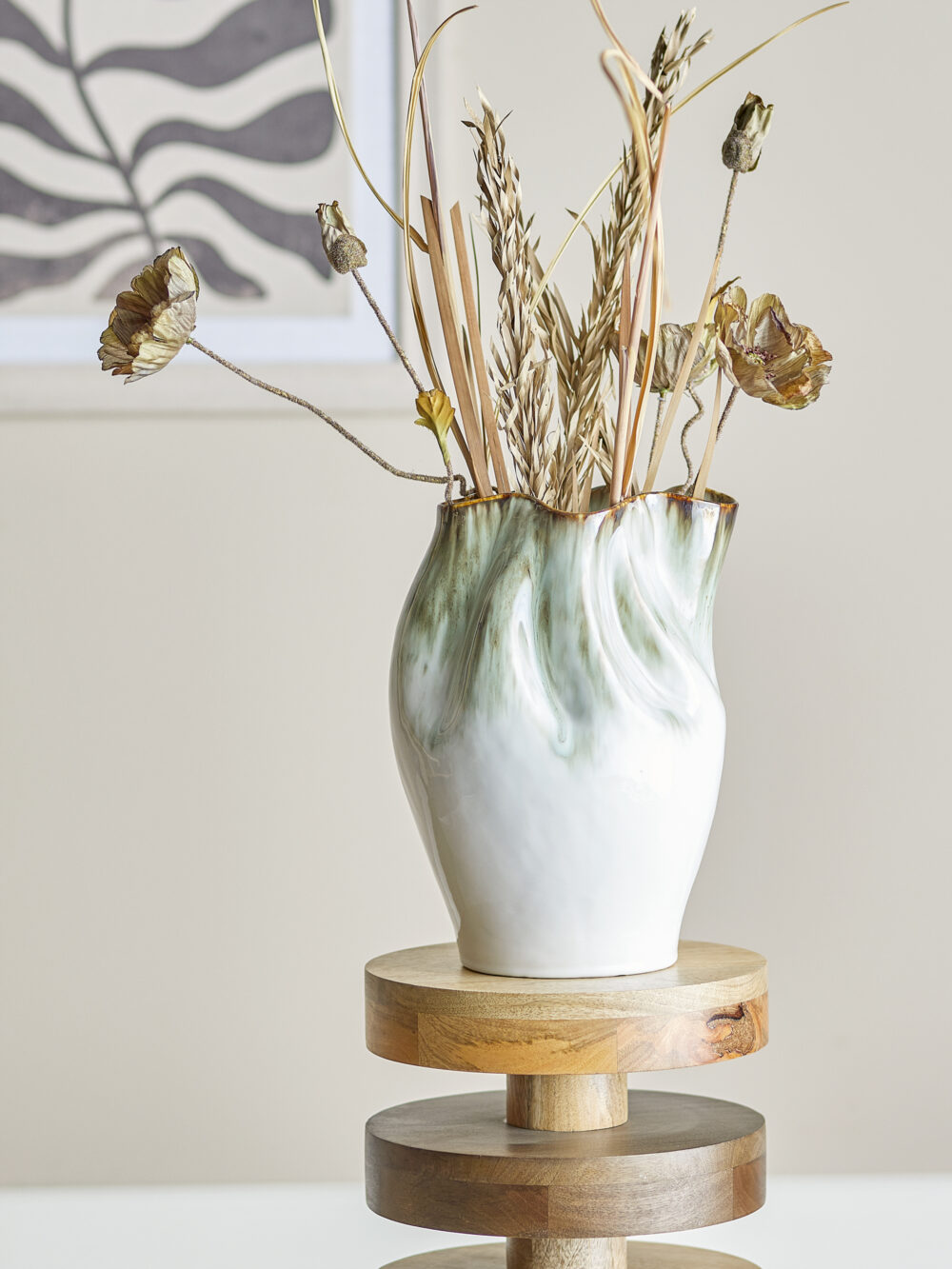 Nisha Vase, Green, Stoneware - Image 3