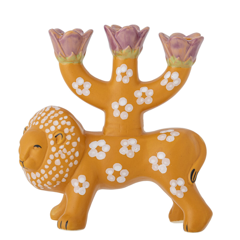 Lazar Candle Holder, Orange, Stoneware