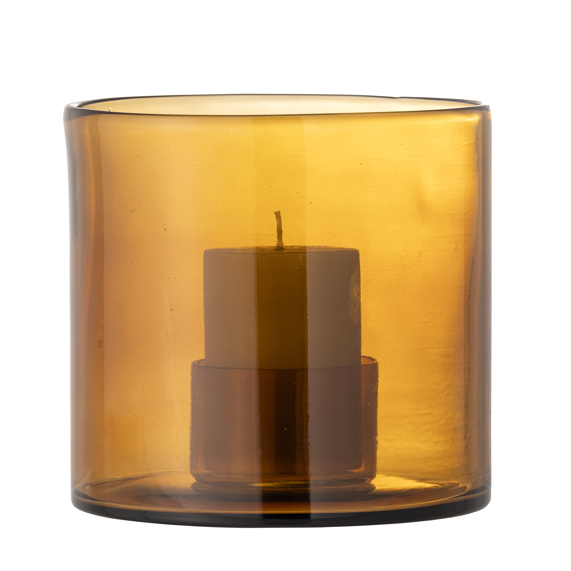 Kahlah Candle Holder, Brown, Recycled Glass - Image 2