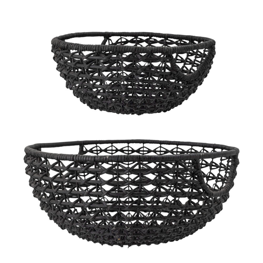 Joane Basket, Black, Rattan